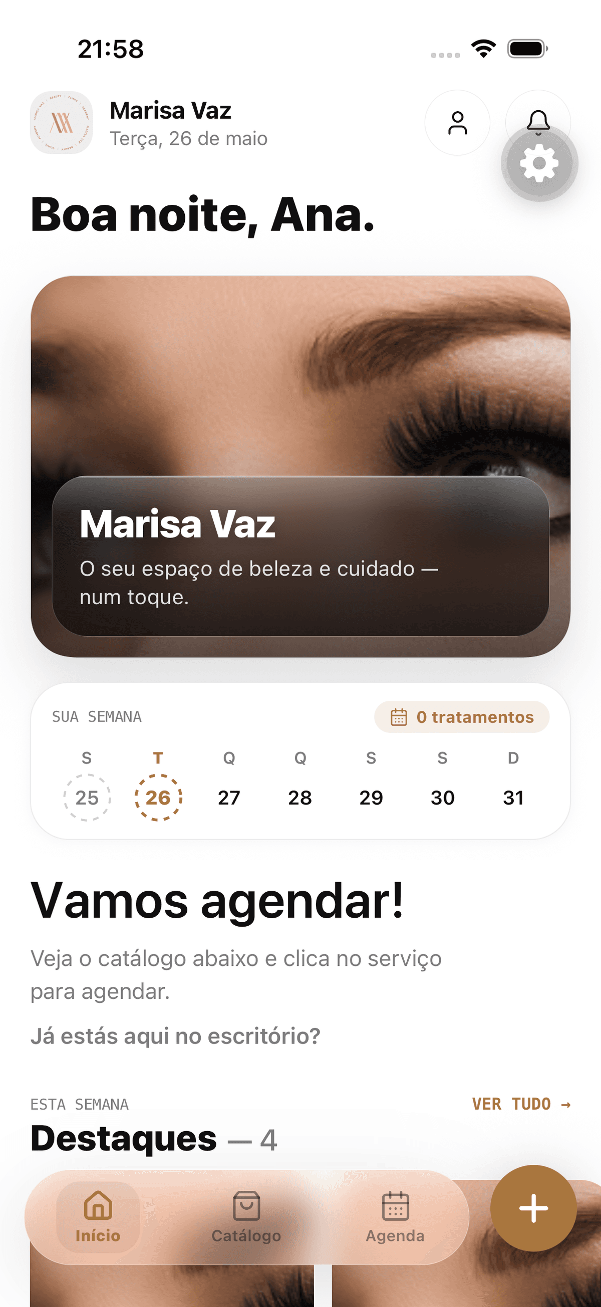 Aplicação Cindy Paciente com a identidade da clínica Marisa Vaz